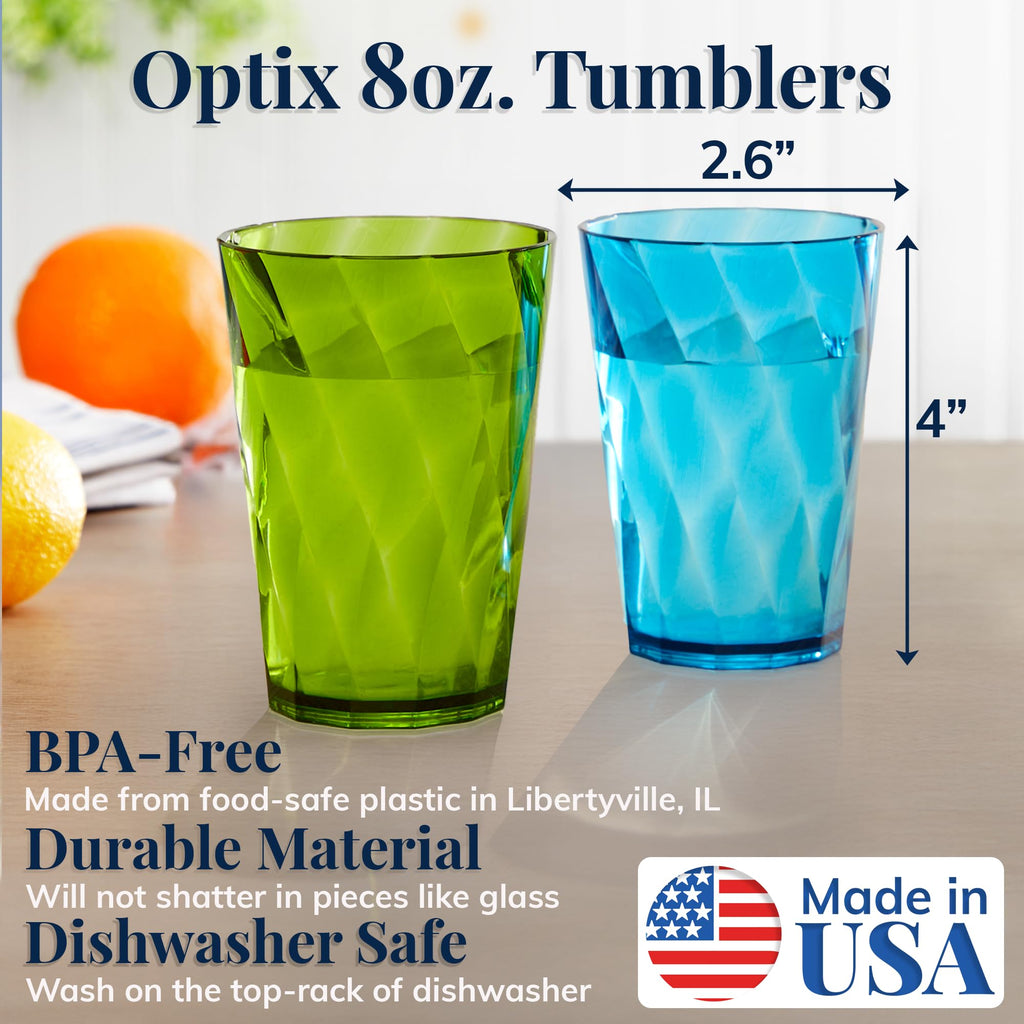 US Acrylic 8-Piece 26oz Jewel Tone Tumbler Set