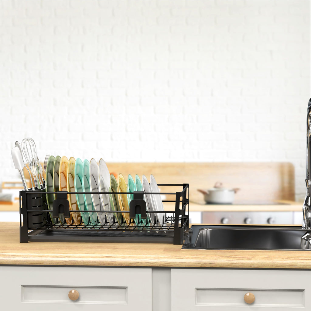 Dish Rack with Drainer, Mug and Utensil Holders