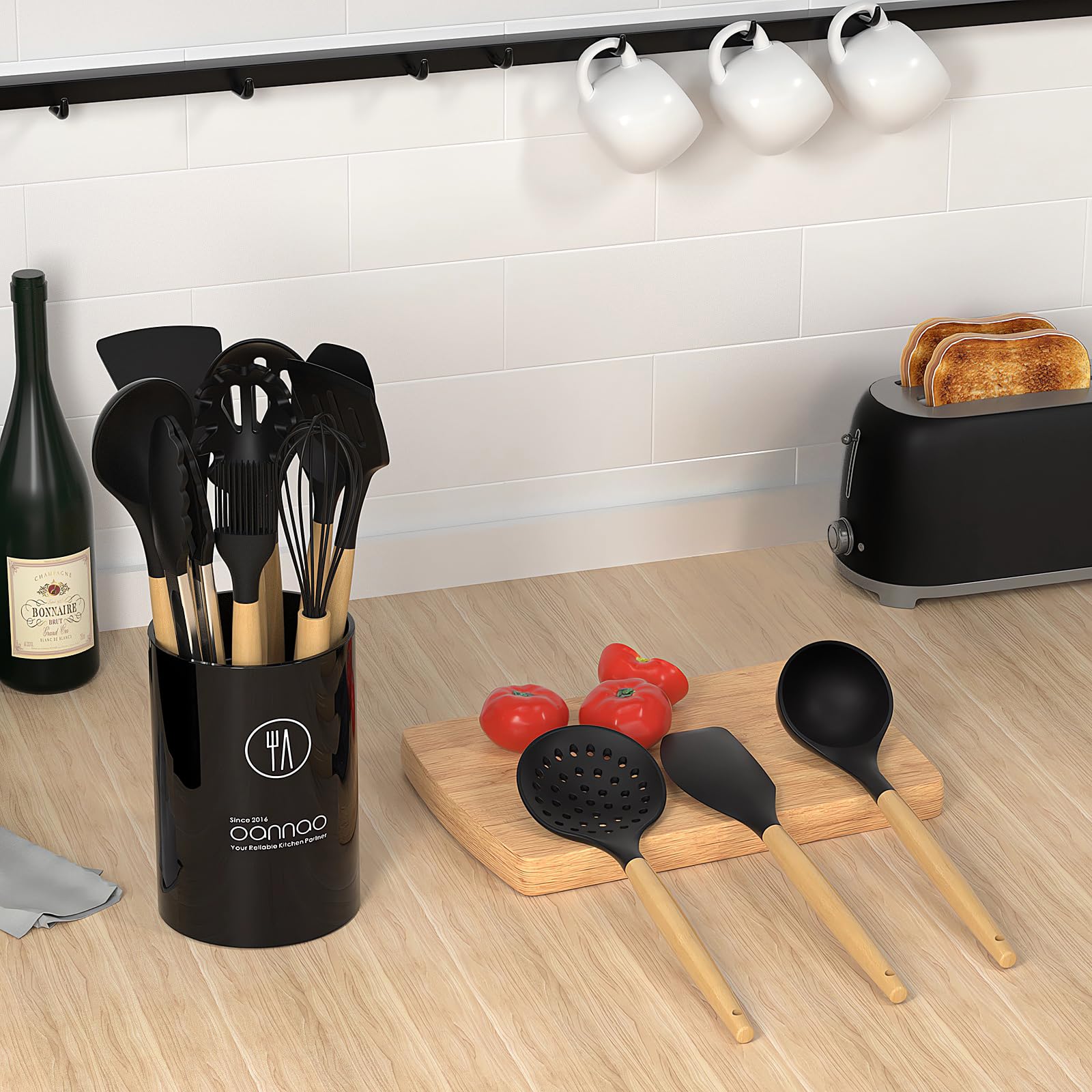 14-Piece Silicone Utensil Set with Holder