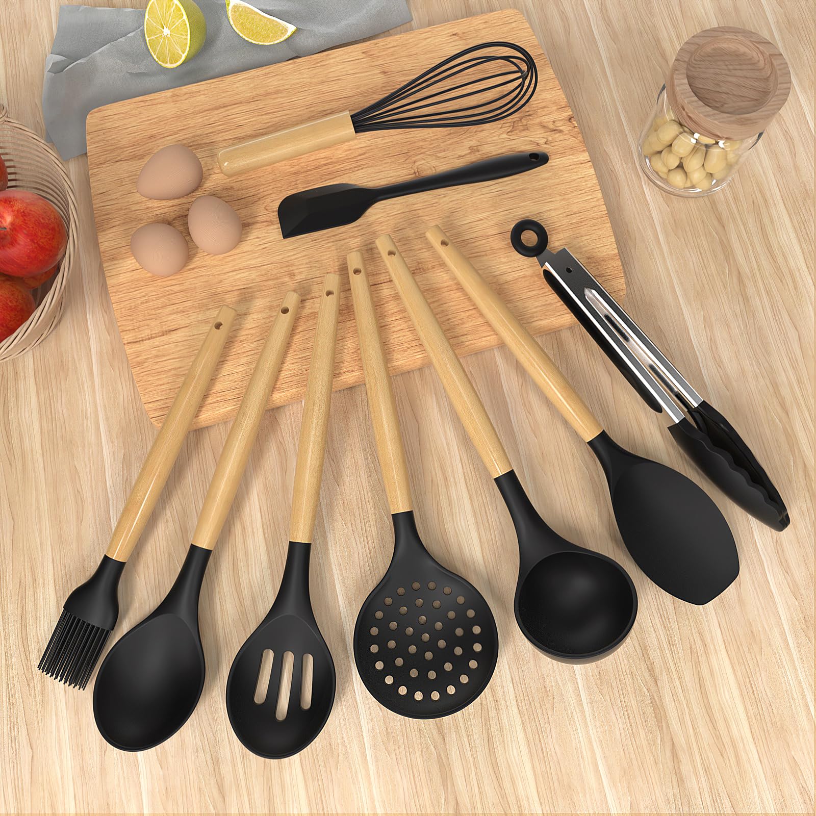 14-Piece Silicone Utensil Set with Holder