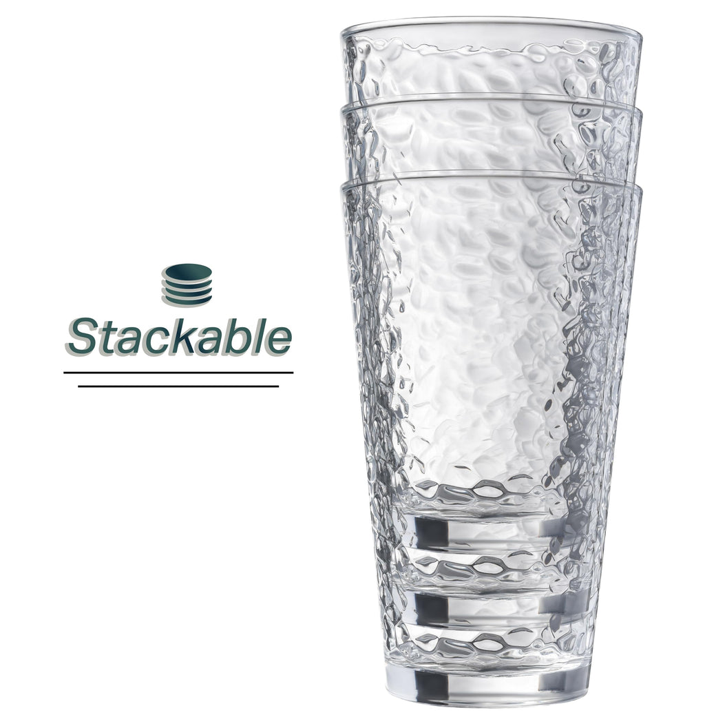 Le'raze 10-Piece Hammered 16oz Glass Tumbler Set