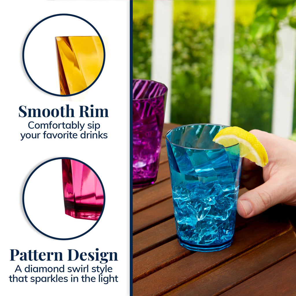 US Acrylic 8-Piece 26oz Jewel Tone Tumbler Set