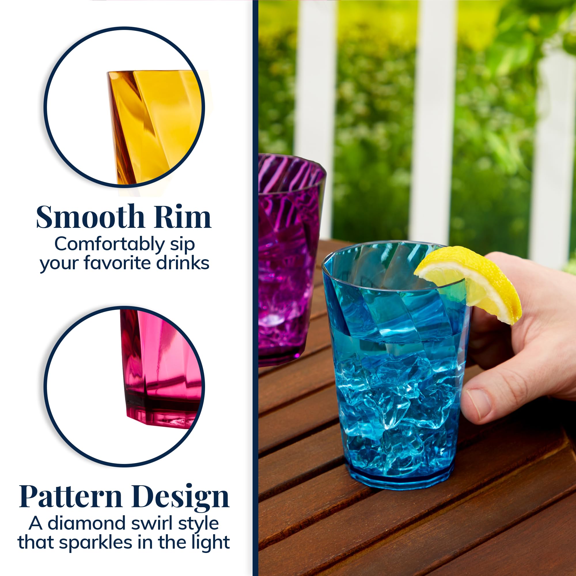 US Acrylic 8-Piece 26oz Jewel Tone Tumbler Set
