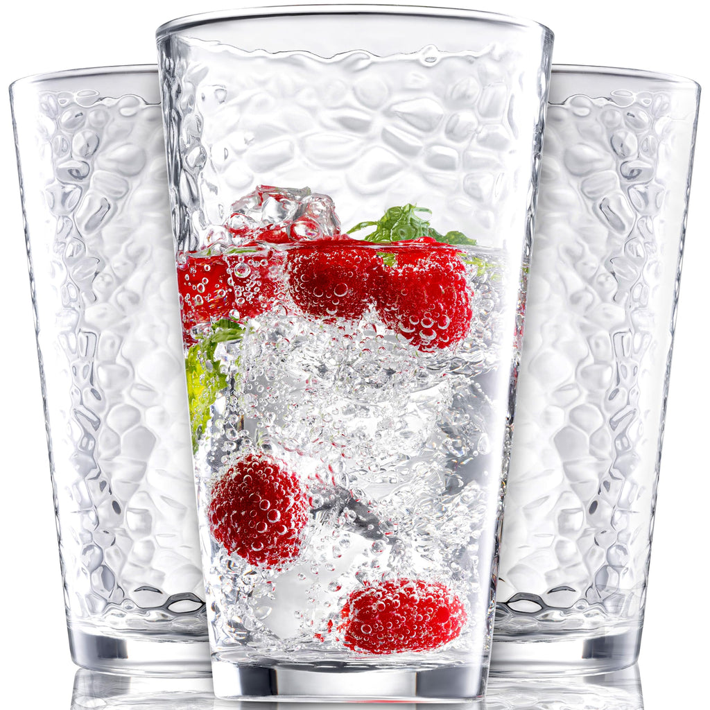 Le'raze 10-Piece Hammered 16oz Glass Tumbler Set