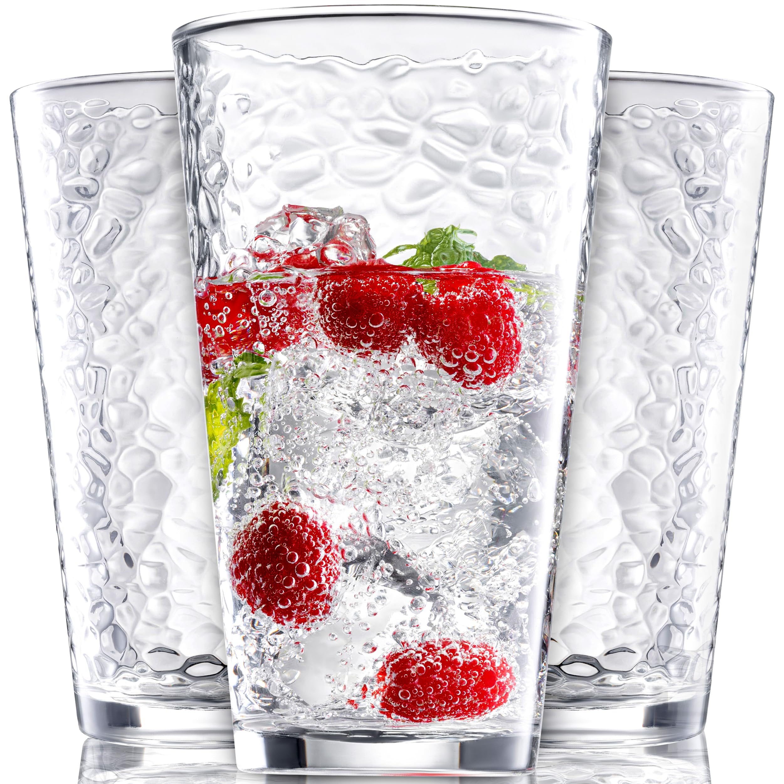 Le'raze 10-Piece Hammered 16oz Glass Tumbler Set