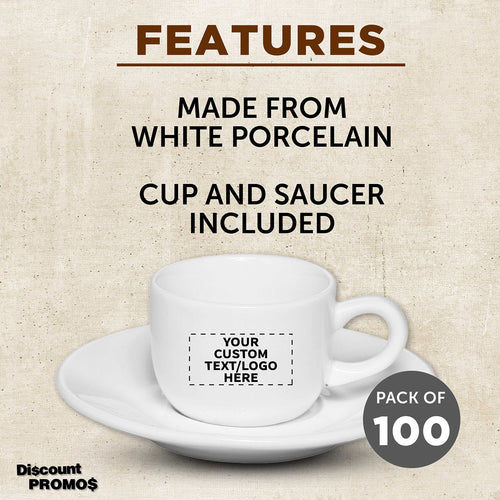 100-Piece Custom 2.5oz Espresso Cup and Saucer Set