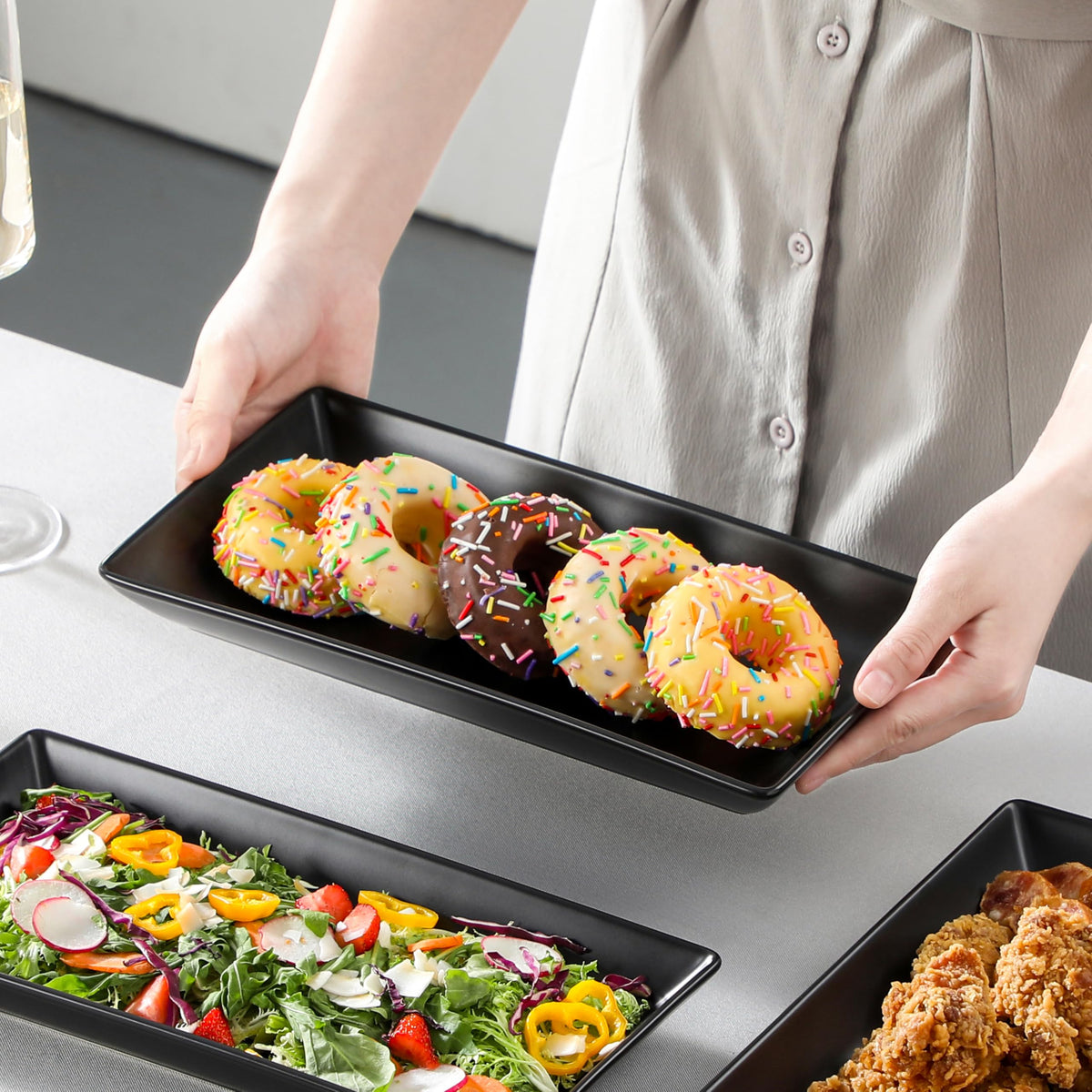 MALACASA 3-Tier Porcelain Serving Tray