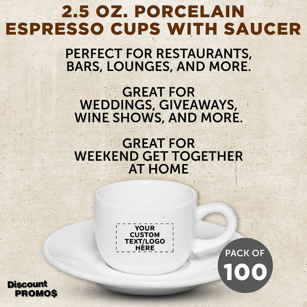 100-Piece Custom 2.5oz Espresso Cup and Saucer Set