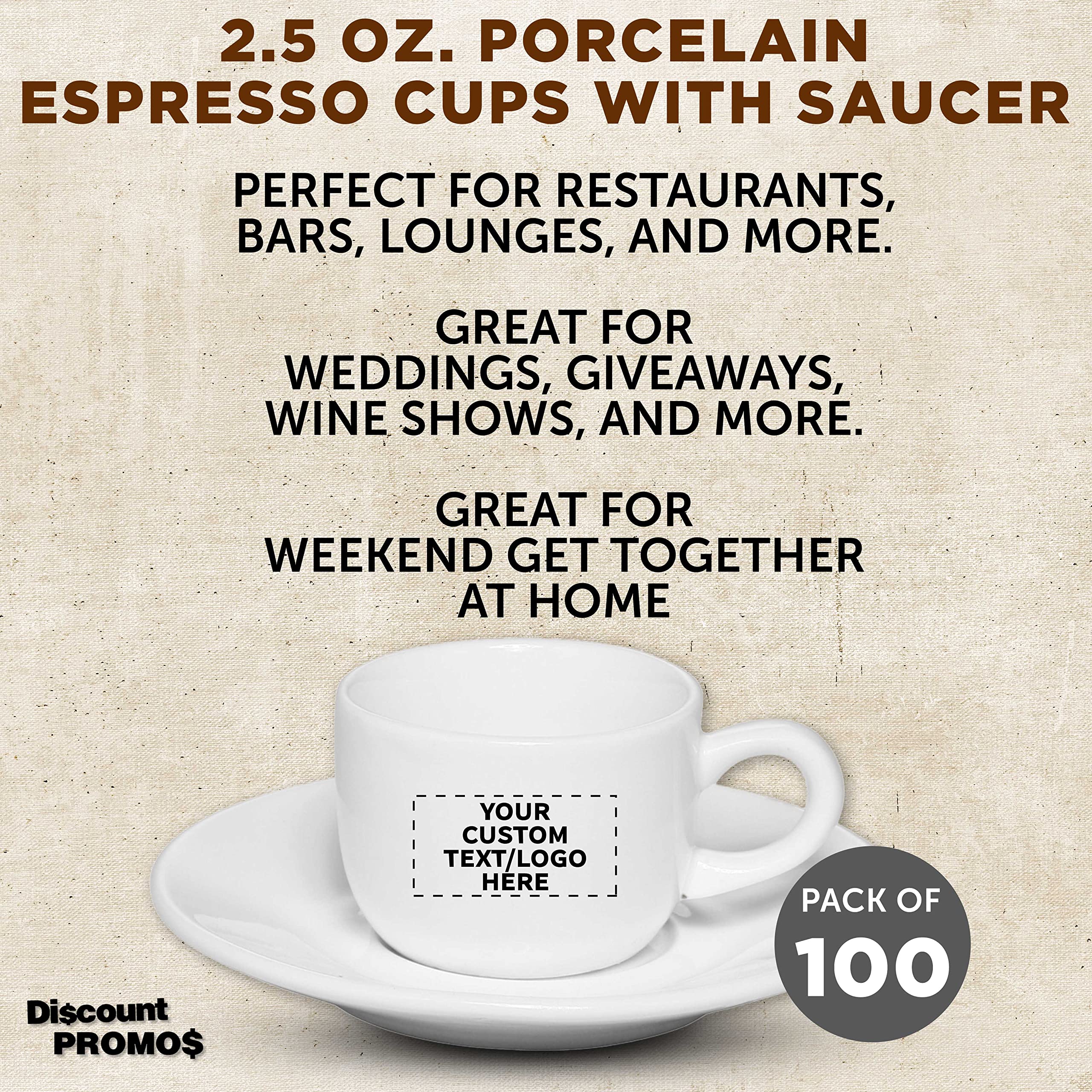 100-Piece Custom 2.5oz Espresso Cup and Saucer Set